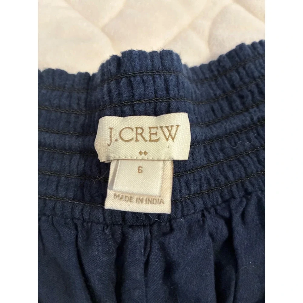 J.‎ Crew Embroidered Shorts Cotton Blend Drawstring Waist Boho Y2K Blue Size 6